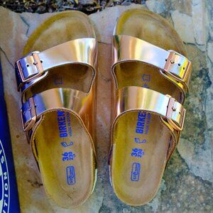 BIRKENSTOCK Arizona Rose Gold Sandals US6/EU36 Regular Soft Footbed